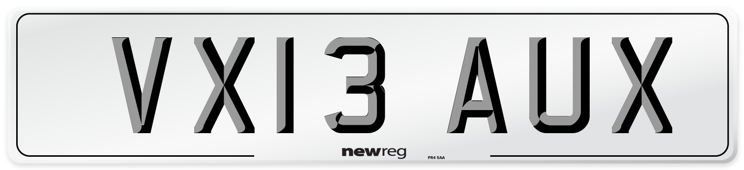 VX13 AUX Number Plate from New Reg
